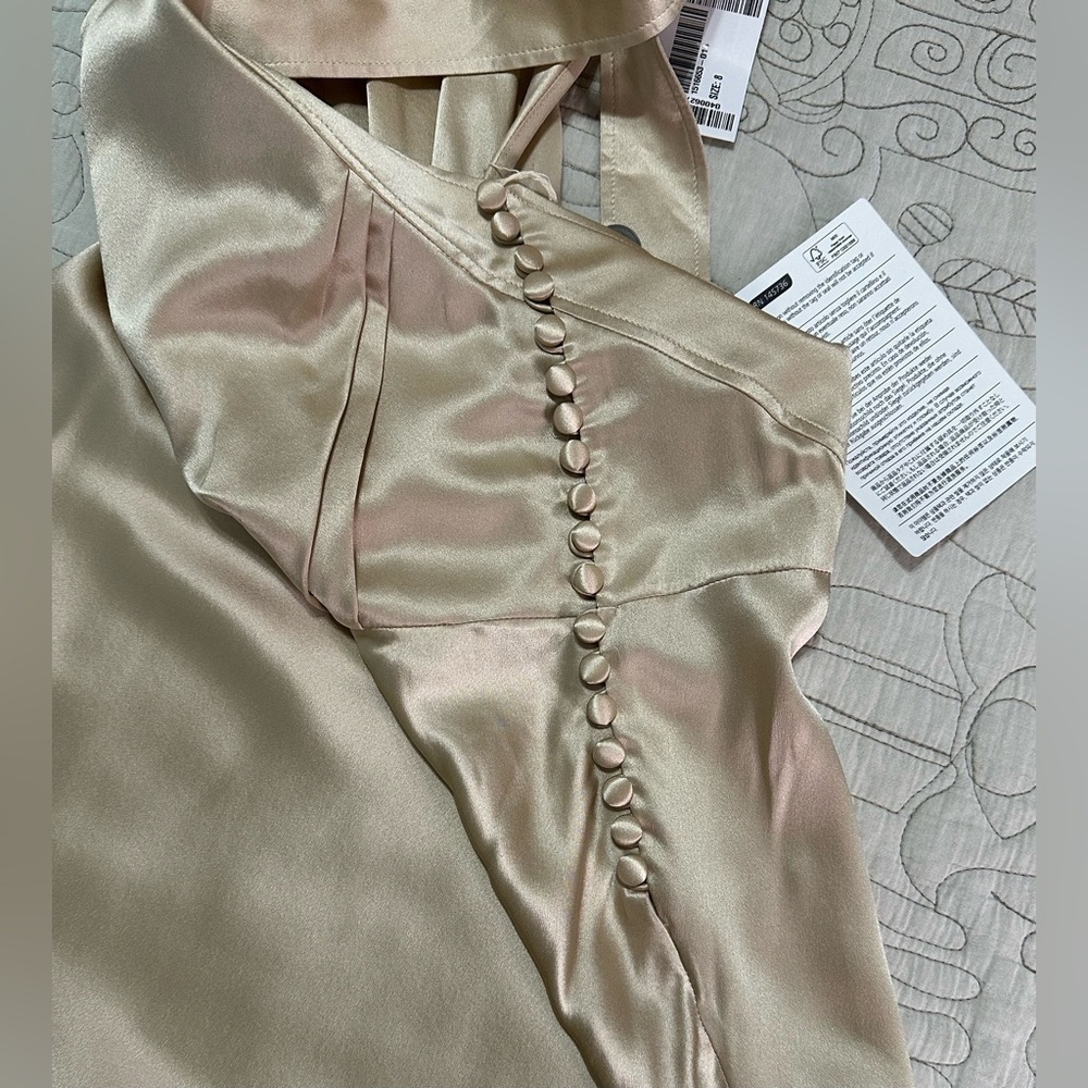 NEW KHAITE Milo Sleeveless Silk Midi-Dress Sz 8 Ecru Champagne - Picture 11 of 14